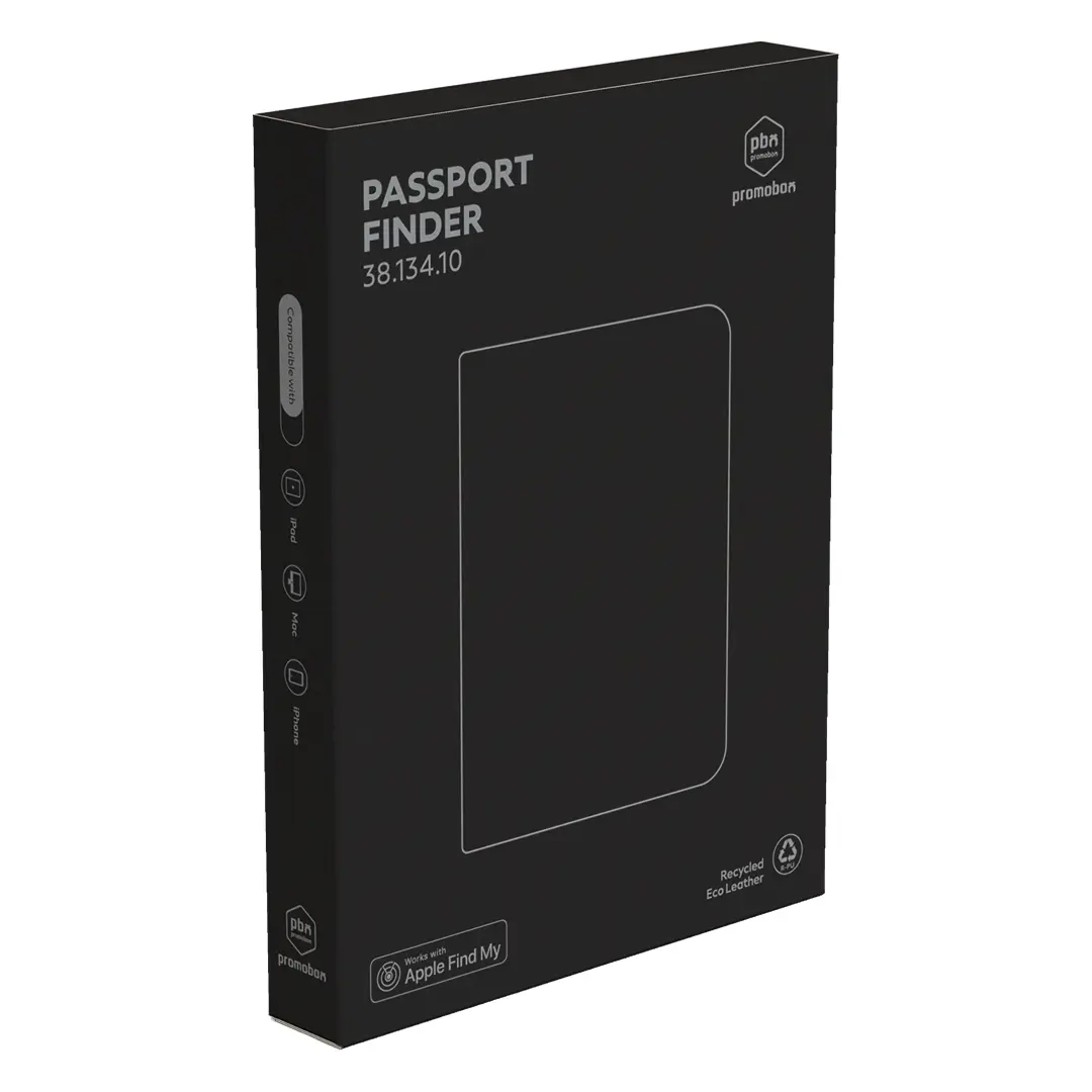 PASSPORT FINDER, find my futrola za pasoš sa funkcijom lociranja, crna