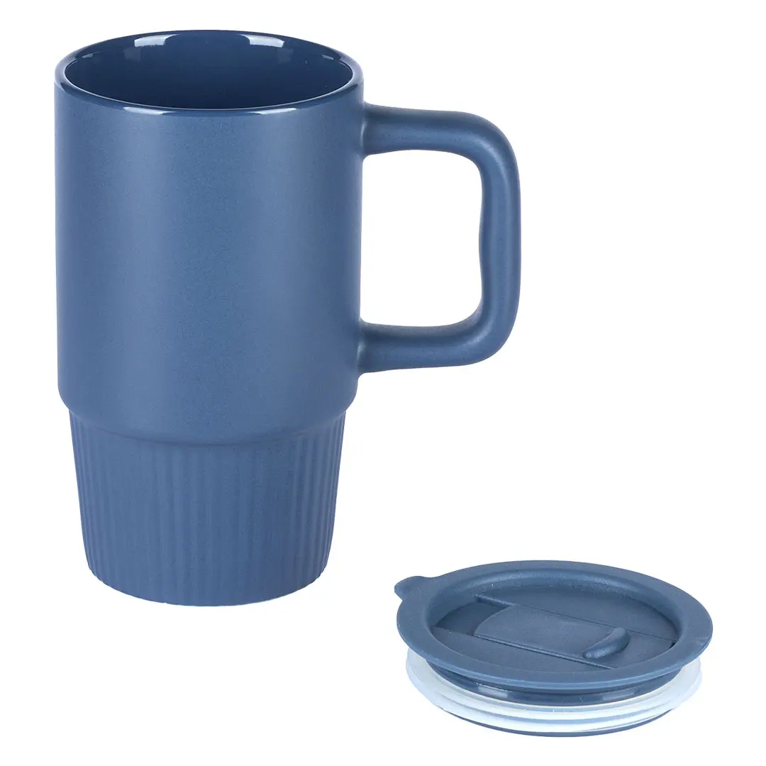 MONARCH, keramička šolja sa poklopcem, 420 ml, azurno plava