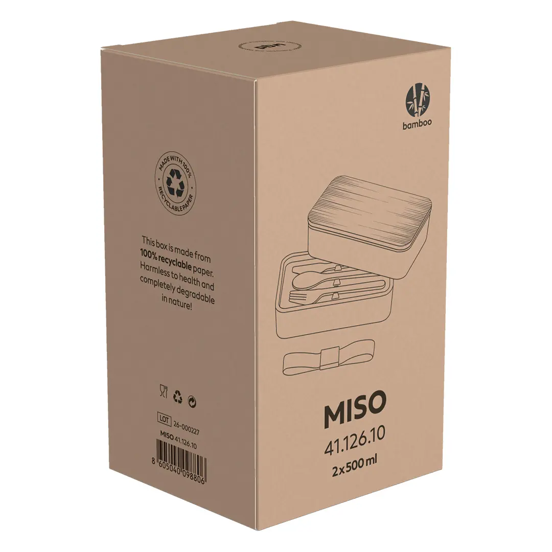 MISO, posuda za hranu sa priborom, 2 x 500 ml, crna