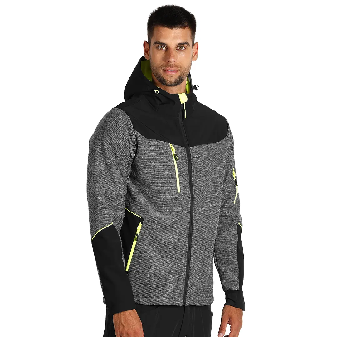 PANTHER GREY JACKET, softshell jakna sa kapuljačom, neon žuta