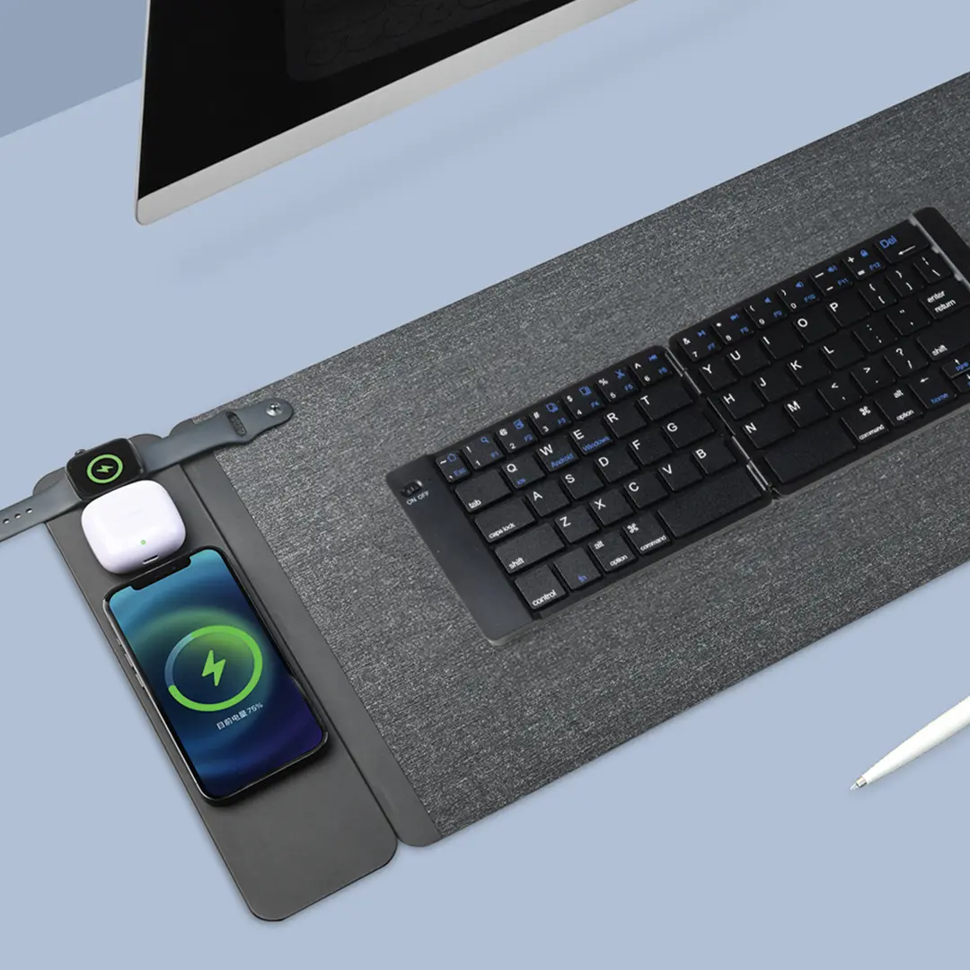 GEAR PAD 3IN1, podloga za kompjuterskog miša i bežični punjač 15w, sa magnetom, tamno siva