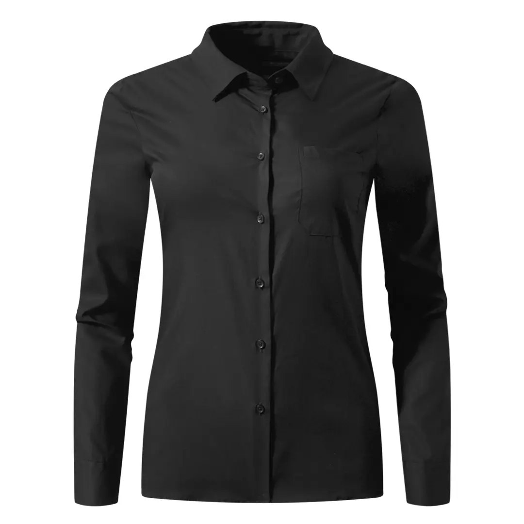 COMFORT LSL WOMEN, ženska pamučna košulja dugih rukava, crna