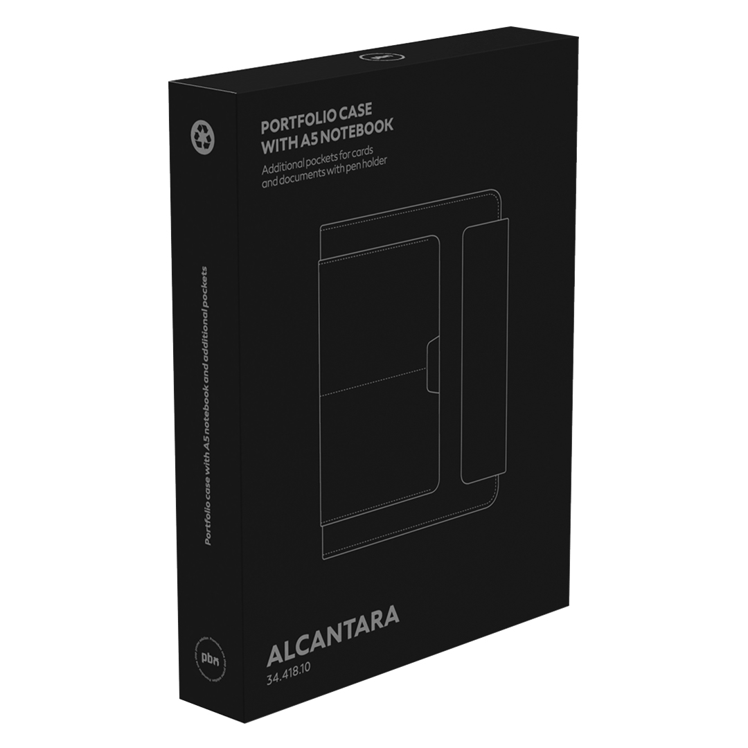 ALCANTARA, portfolio sa notesom a5 u poklon kutiji, crni