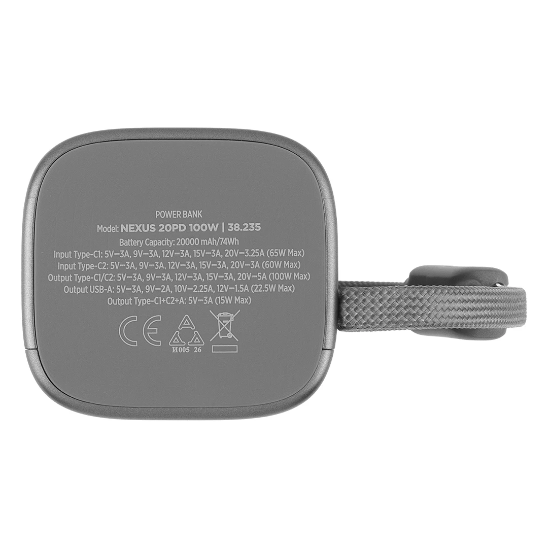 NEXUS 20PD 100W, pomoćna baterija, 20.000 mah, 100 w, tamno sivi