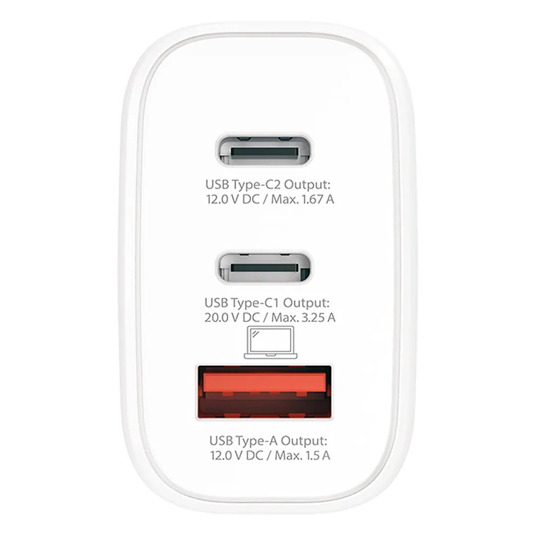 POWER CHARGER 65W PD EU, zidni punjač 65w, beli
