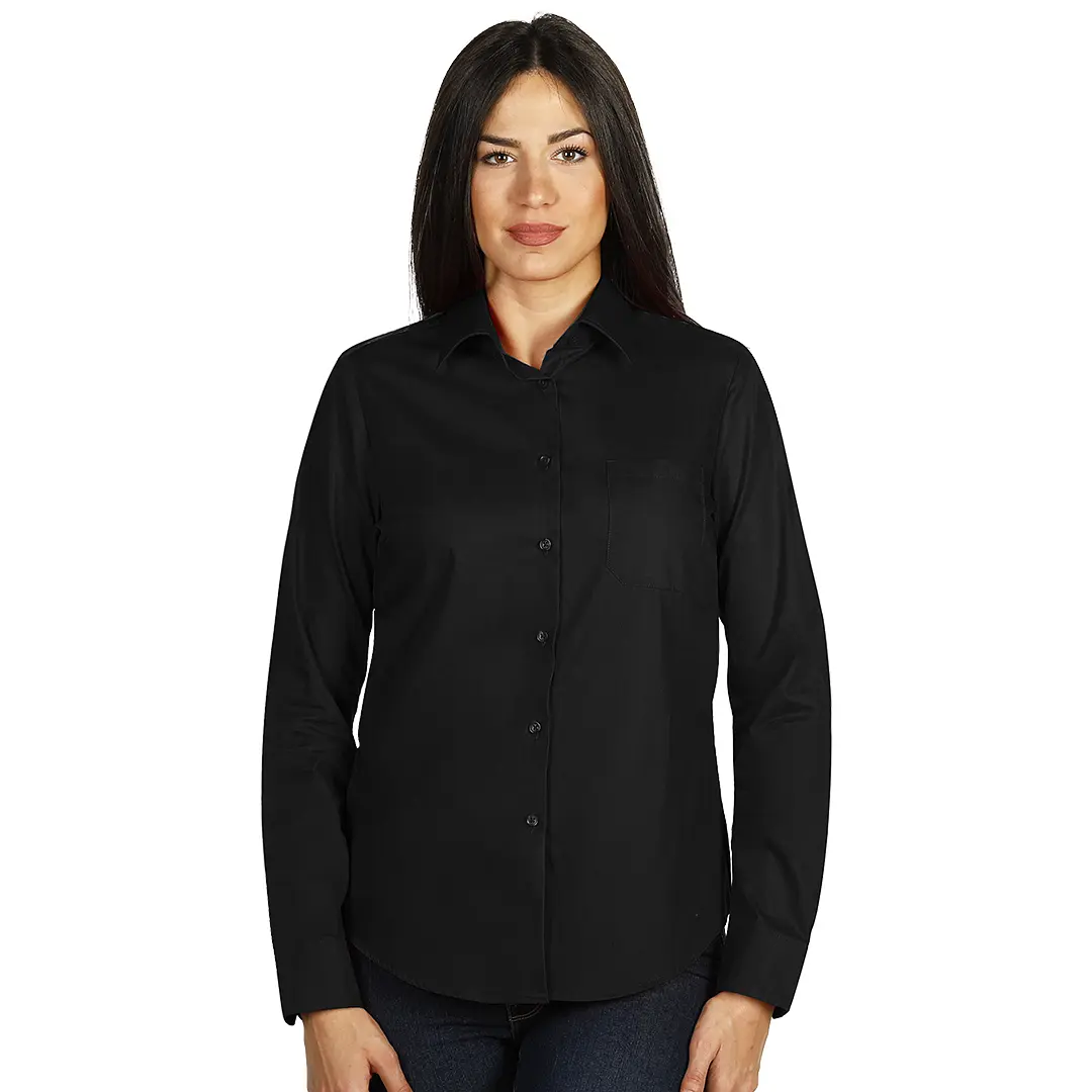 COMFORT LSL WOMEN, ženska pamučna košulja dugih rukava, crna