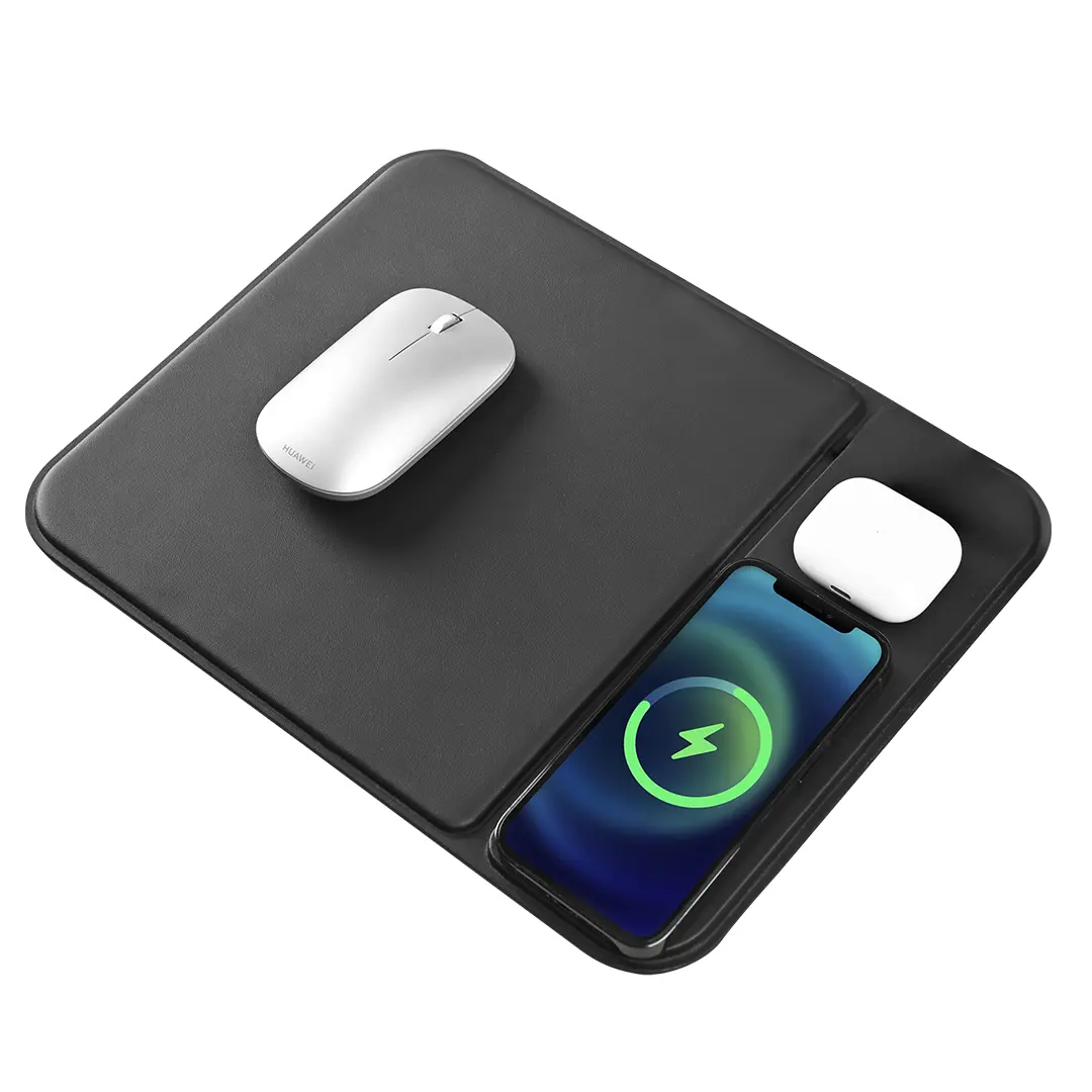 POINT PAD 3IN1, podloga za kompjuterskog miša i bežični punjač 15w, sa magnetom, crna