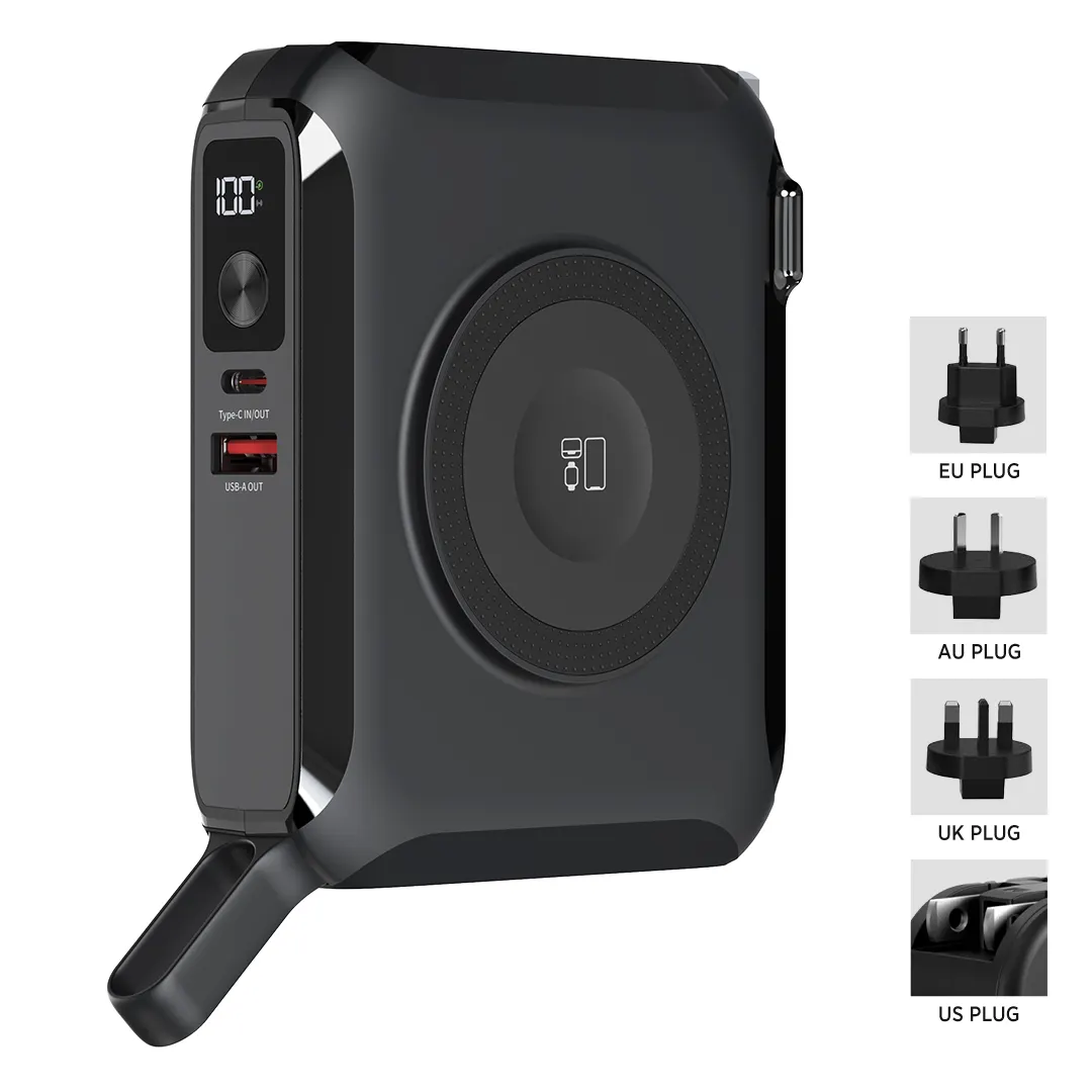 BARACUDA PRO, univerzalni putni punjač laptop pomoćna baterija, 15.000 mah, pd 65w, sa magnetom, crna
