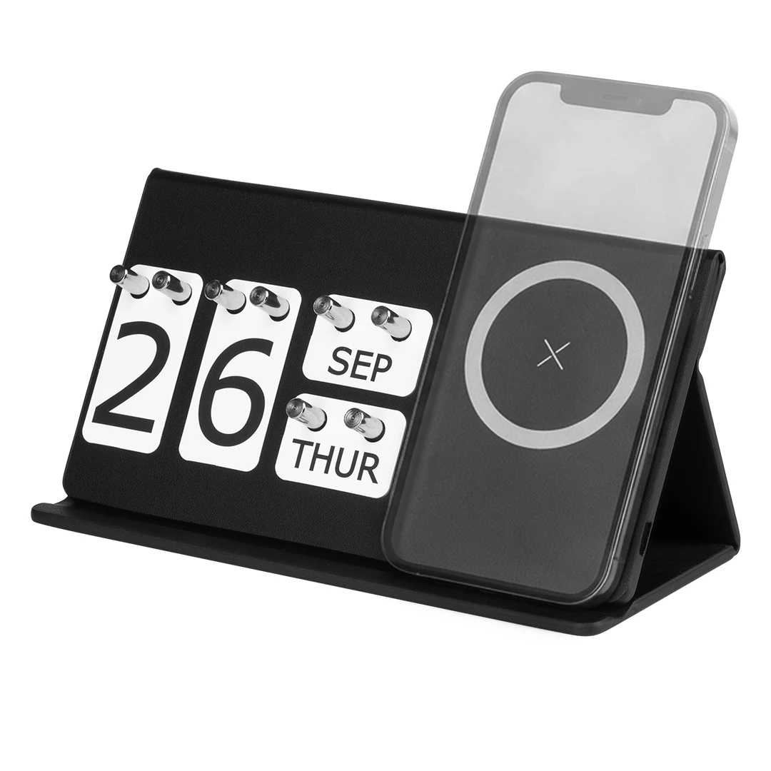 INTEGRAL, večiti stoni kalendar i bežični punjač, 15w, sa magnetom, crni