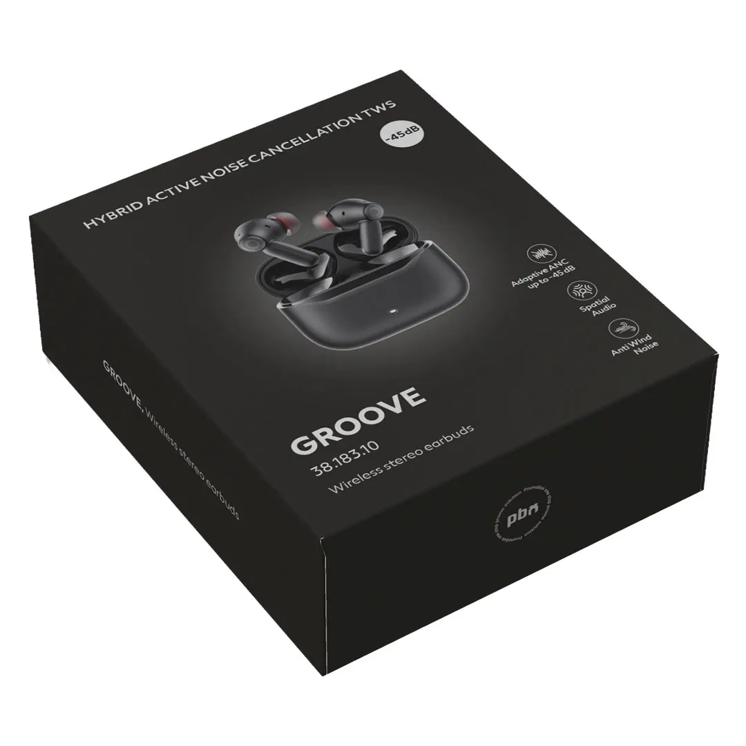 GROOVE, bežične stereo slušalice, crne