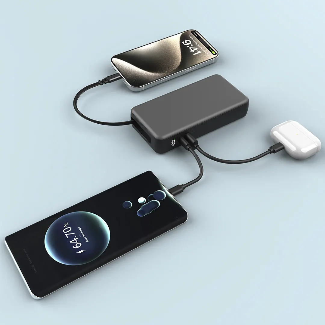 HOPSON 10PD, pomoćna baterija, 10.000 mah, sa kablom na izvlačenje, tamno siva