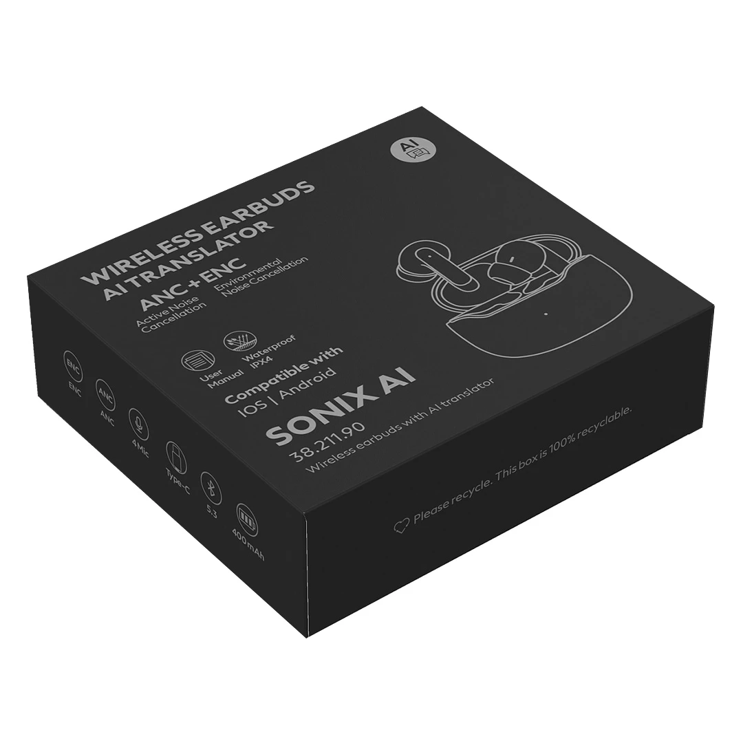 SONIX AI, bežične stereo slušalice, bele