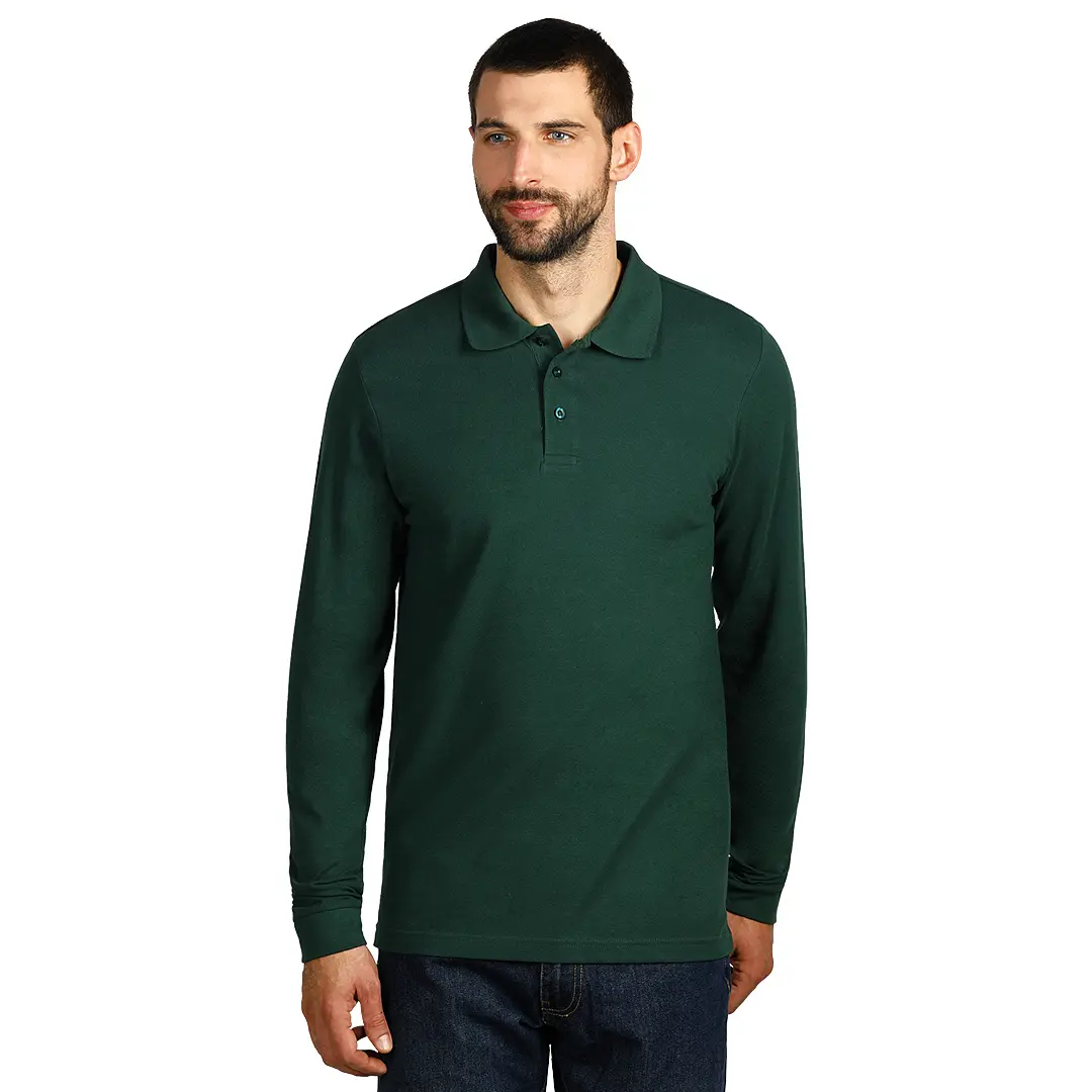 GATOR, pamučna polo majica dugih rukava, 200 g/m2, zelena